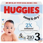 Huggies Snug & Dry Diapers - Size 3 210CT: Weight 16 To 28 Lbs. Fixed Price $53.36.