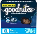 Extra Large 46 Ct Goodnites Nighttime Bedwetting Underwear For Boys ,95- 140 Lb. Fixed Price $61.99.
