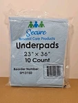 Secure Underpads 23X36 Disposable Bed 10 Count Incontinence Chux New Blue. Fixed Price $9.59.