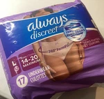 Always Discreet Incontinence Underwear For Women Maximum Absorbency, L, 17 Ct. Fixed Price $12.99.