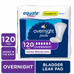 Equate Women's Overnight Incontinence Pads, Ultimate, Extra Protection, 120. Fixed Price $62.50.