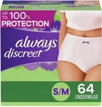 Always Discreet Incontinence Underwear For Women S/M/L/XL/2XL Maximum Absorbency. Fixed Price $73.99.