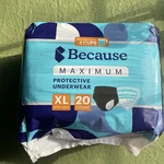 Because Adult Incontinence Premium Max Briefs Disposable Underwear Black Xl 20CT. Fixed Price $28.00.