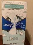 Always Pure Cotton Unscented 100% Regular Flow With Flexi-wings Pad. Fixed Price $14.00.
