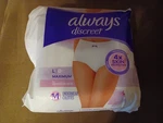 Always Discreet Underwear Lg Maximum For Sensitive Skin 4X Protection 14CT. Fixed Price $34.95.