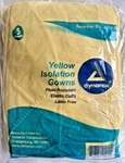 Disposable Isolation Gown 4-PACK Yellow Dynarex 2141 Elastic Cuff Latex Free Nos. Fixed Price $13.50.