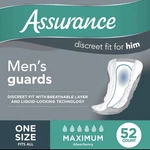 Assurance Men Guards, Maximum Absorbency, 52 Count. Fixed Price $23.00.
