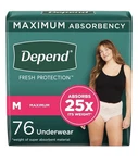 Depend Fresh Protection Women's Incontinence Underwear, Maximum, Medium, 76CT. Fixed Price $47.99.