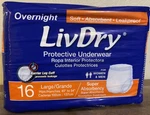 Livdry Overnight Protective Underwear - Large 16 Count. Fixed Price $17.55.