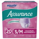 Assurance Women's Underwear, Maximum Absorbency, Size S/m, 20 Ct 2PK= 40 Count. Fixed Price $19.99.