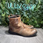 Bed Stu Revolution Boots Mens Sz 12 Brown Leather Stitched Ankle Zip Up. Fixed Price $76.39.