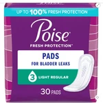 Poise Incontinence Pads & Postpartum 3 Drop Light Absorbency. Fixed Price $9.50.