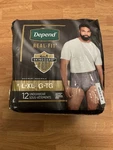 Depend Real Fit Underwear For Men, Size L/xl, 12CT, Maximum Absorbency, Gray. Fixed Price $16.00.