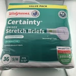 Walgreens Certainty Adult Incontinence Stretch Briefs Small/medium 36 Piece New. Fixed Price $21.99.