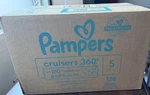 Pampers Cruisers 360 Diapers Gap-free Fit, Size 5 (27+ Pounds), 124 Count. Fixed Price $47.00.