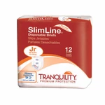 Tranquility Slimline Junior Disposable Brief 24 To 42 Lbs. Case Of 120. Fixed Price $63.40.