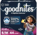 Goodnites Nighttime Bedwetting Underwear, Girls' S/m 43-68 Lb., 44 Ct. Fixed Price $20.00.