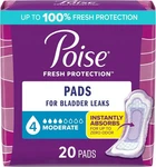 Poise Incontinence Postpartum Pads For Bladder LEAKS,4 Drop Moderate (20 Count). Fixed Price $10.06.