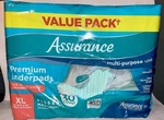 Assurance Premium Underpads Xl Maximum Absorbency 30CT Triple Layer, Used. Fixed Price $20.58.