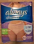Always Discreet Adult Postpartum Incontinence Underwear Size 2-14 Maximum. Fixed Price $24.00.