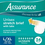 Assurance L/xl Unisex Stretch With Tabs, 34 Ct, 2-PACK (68 Total Briefs). Fixed Price $65.28.