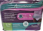 Assurance Women's Incontinence & Postpartum Underwear, S/m, Overnight (16 Count). Fixed Price $6.30.