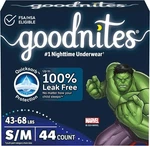 44 Ct Goodnites Boys' Nighttime Bedwetting Underwear Size S/m (43-68 LBS)/2 Pack. Fixed Price $79.98.