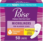 Poise Microliners For Bladder Leaks, Light Absorbency, Long, 50 Count. Fixed Price $13.88.
