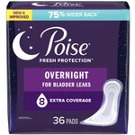 Poise Incontinence Pads For Women, 8 Drop, Overnight Absorbency, Extra-coverage. Fixed Price $29.00.