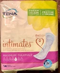 14 Count Tena Intimates Incontinence Pads - Maximum (5). Fixed Price $12.95.