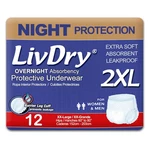 Livdry Adult Incontinence Protective Underwear, Overnight Absorbency, Xxl, 12. Fixed Price $28.88.