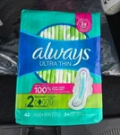 Always Ultra Thin Pads 42 Ct Size Long Super Absorbency Unscented Flexi-wings. Fixed Price $10.00.