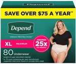 Depend Fit-flex Incontinence Xlarge Women Underwear 80 Count. Fixed Price $66.88.