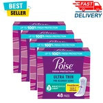 4 Pack Poise Ultra Thin Pads, Light Absorbency, 3 Drop, Regular, 192 Count Total. Fixed Price $48.99.