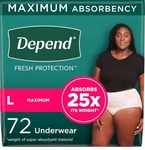 Depend Fresh Protection Adult Incontinence Underwear For Women 72 Count 54198. Fixed Price $47.99.