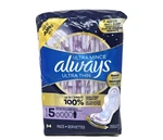 Always White Ultra Thin Overnight Unscented Flexi-wings Pads, Size 5, 34 Count. Fixed Price $19.99.