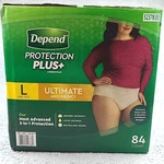 Depend Protection Plus Ultimate Underwear For Women Large 84-COUNT: Waist 38-44". Fixed Price $49.50.