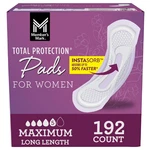 Member's Mark Total Protection Maximum Long Pads, 5 Drop, 192 Ct.. Fixed Price $53.90.