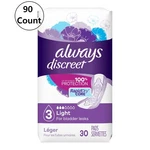 90, Always Discreet Size 3 Bladder Control Pad 9.4" Rapid Dry Light Absorb Core. Fixed Price $39.98.