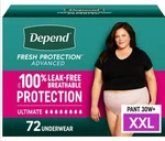 Women Xx Large Depends Fresh Protection Advanced Ultimate Underwear 72-CT. Fixed Price $69.99.
