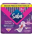 Saba Ultra Invisible Thin Overnight Pads With Wings, 32 Count. Fixed Price $24.95.