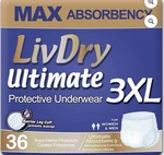 Livdry Ultimate Adult Unisex Protective Underwear, High Absorbency, 3XL, 36. Fixed Price $35.00.
