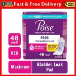 Poise Incontinence Pads For Women, 5 Drop Maximum Absorbency, Regular Length. Fixed Price $52.99.