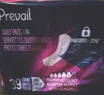 Prevail Daily Pads Long Maximum Absorbency Maxsorb+ 39 Count PV-915/1. Fixed Price $19.00.