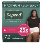 Depend Fresh Protection Adult Incontinence Underwear For Women 72 Count. Fixed Price $45.99.