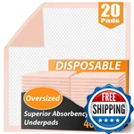 Mkiss Oversized Bed Pads 40" X 60"(20 Counts), Heavy Duty Ultra Absorbent Underp. Fixed Price $67.98.