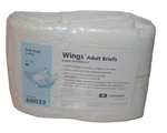 Covidien Trial Pack Of Wings Adult White Plastic Backed Diapers Medium 32"44". Fixed Price $9.98.
