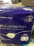 Members Mark Unisex Total Protection Adjustable Briefs Xl 12 Bag.. Fixed Price $16.97.