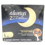 Always Zzz Disposable Period Underwear Light Scent Size Large 10-18 7 Ct Box. Fixed Price $11.88.