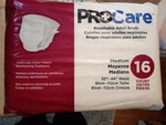Procare Breathable Adult Briefs Medium, 32" - 44" Waist, Max Absorbency, 16PC. Fixed Price $9.99.